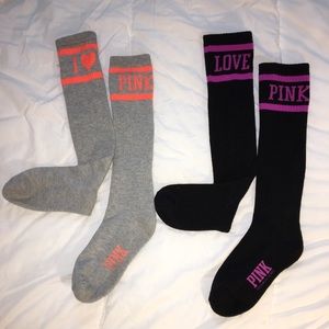 Two pairs of PINK knee high socks